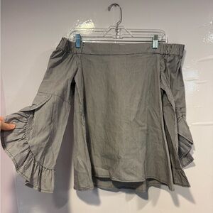 Cupio stripe off the shoulder ruffle top